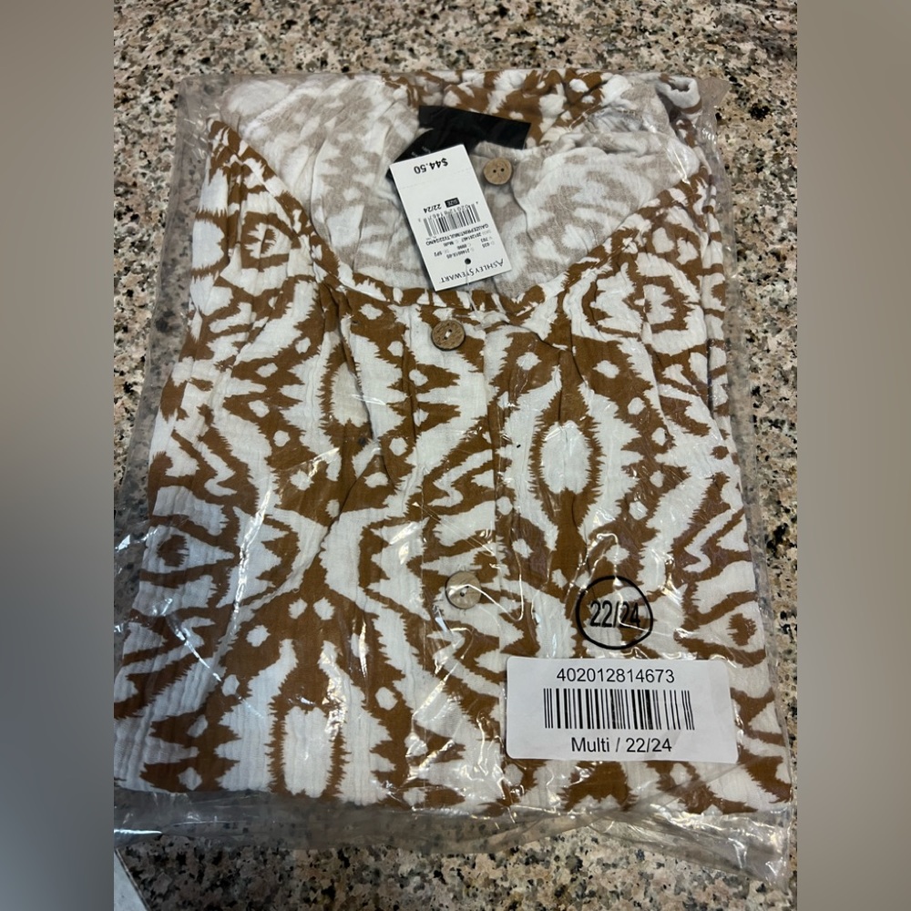 🆕 ASHLEY STEWART  ABSTRACT PRINT BLOUSE NWT - Picture 5 of 10